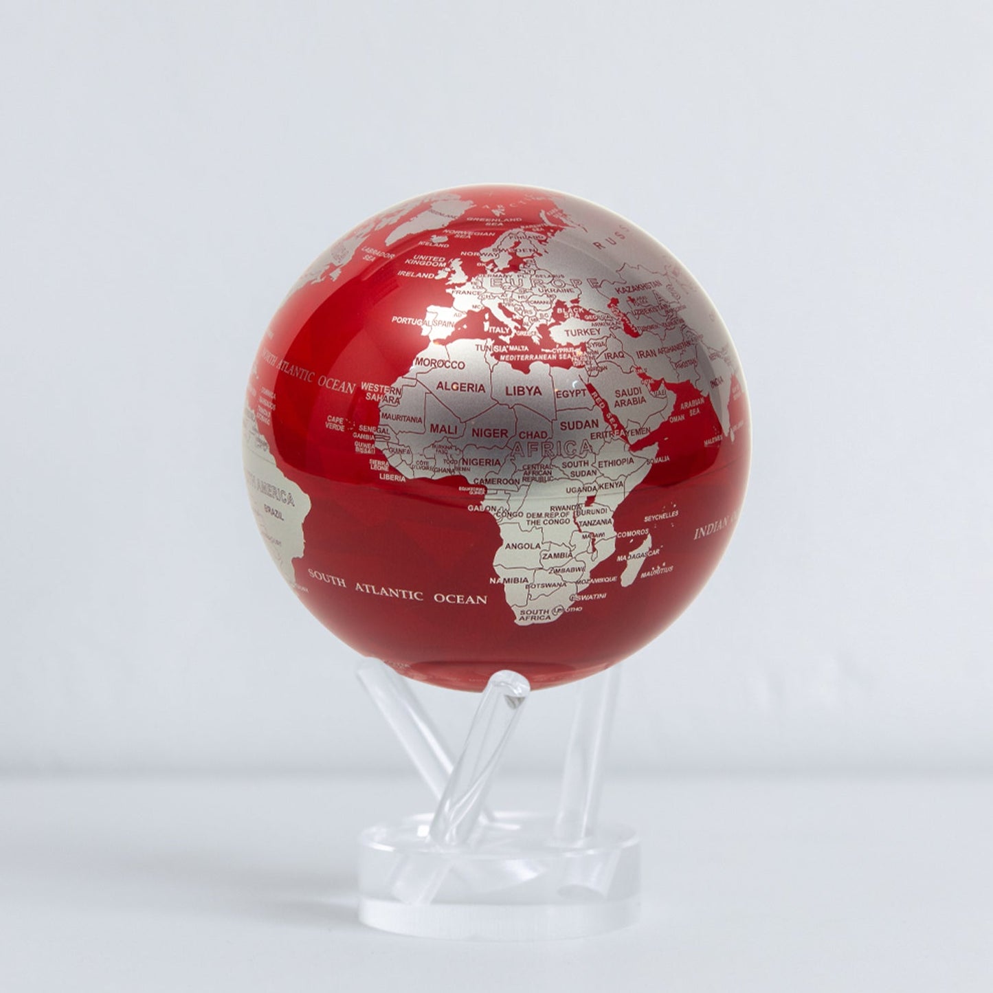 GLOBE ROUGE ET ARGENT