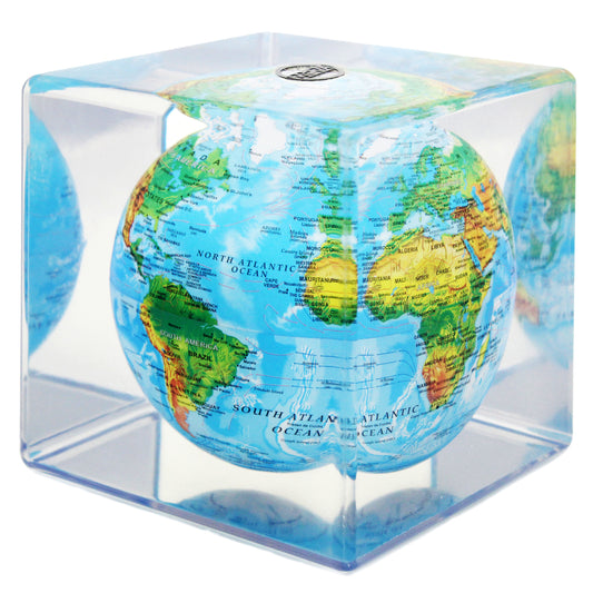 Blue Relief Map Cube