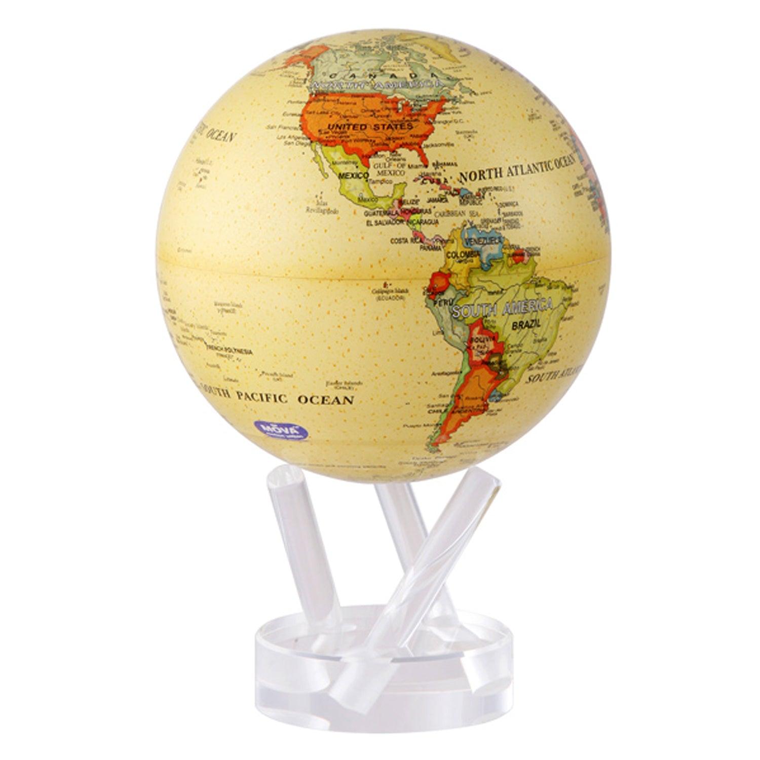 YELLOW POLITICAL MAP WORLD GLOBE - movaglobes.store